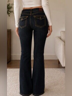 Domaine Brand Jeans women's size 11 boot/flare dark wash blue jeans. Stretchy!